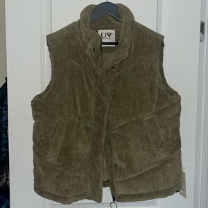 Olive Corduroy Insulated Puffer Vest